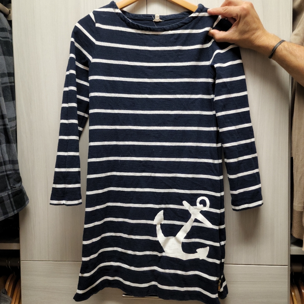 Vintage Maritime JCrew Nautical Striped Navy Dress for Beach Vacation XXS
